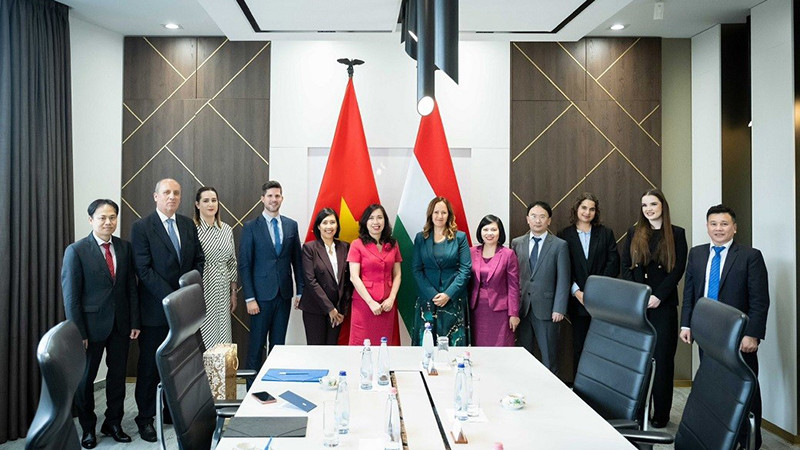 Thứ trưởng Ngoại giao Lê Thị Thu Hằng và Phó Quốc Vụ khanh Bộ Ngoại giao và Kinh tế Đối ngoại Hungary Bihari Katalin đồng chủ trì Tham vấn chính trị Việt Nam-Hungary. (Ảnh: Bộ Ngoại giao)