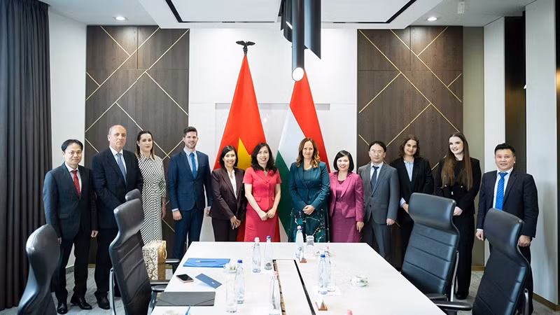 Thứ trưởng Ngoại giao Lê Thị Thu Hằng và Phó Quốc Vụ khanh Bộ Ngoại giao và Kinh tế Đối ngoại Hungary Bihari Katalin đồng chủ trì Tham vấn chính trị Việt Nam-Hungary. (Ảnh: Bộ Ngoại giao)