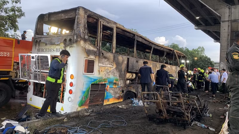 Chiếc xe cháy hôm 1/10 làm 23 người chết là loại chạy gas CNG. (Ảnh: XUÂN SƠN).