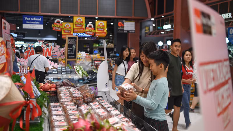 Trái vải thiều tươi của Việt Nam dần trở thành loại quả yêu thích của người tiêu dùng Thái Lan. (Ảnh: ĐINH TRƯỜNG)