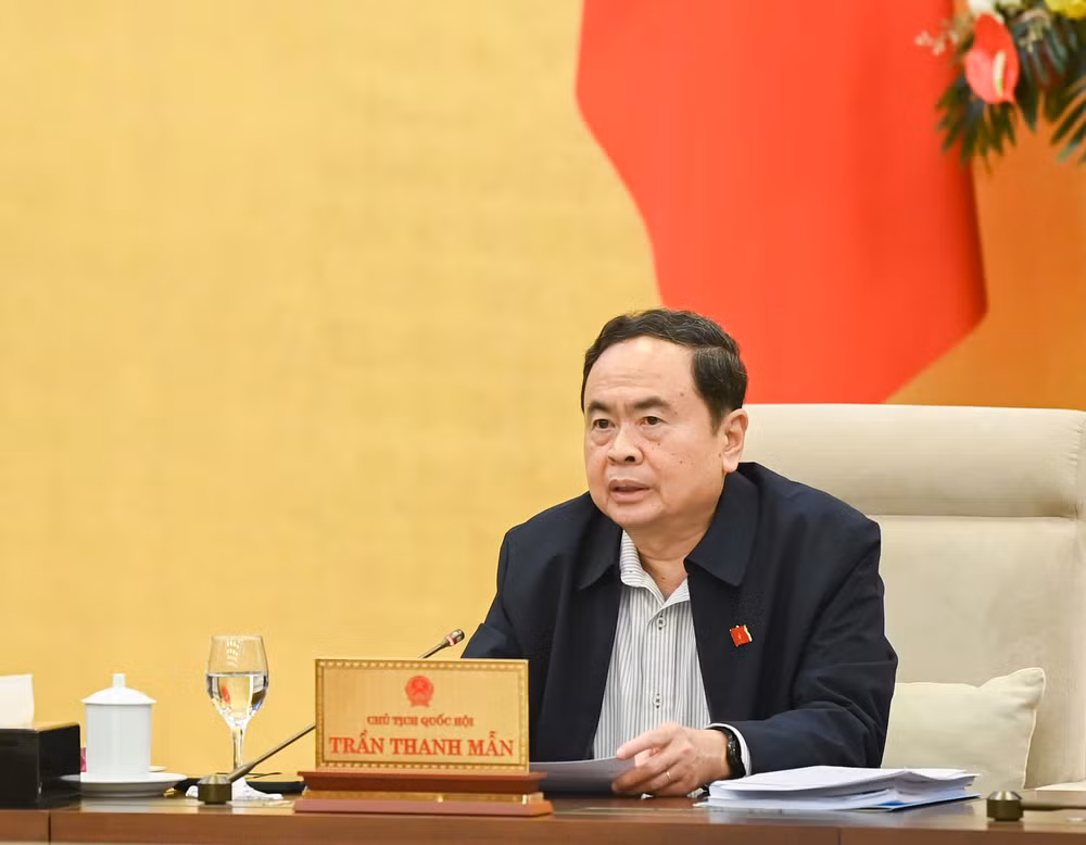 Chủ tịch Quốc hội Trần Thanh Mẫn phát biểu ý kiến tại phiên họp. (Ảnh: Duy Linh)