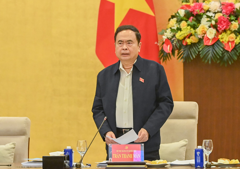  Bí thư Đảng ủy Quốc hội, Chủ tịch Quốc hội Trần Thanh Mẫn phát biểu khai mạc cuộc họp. (Ảnh Duy Linh)
