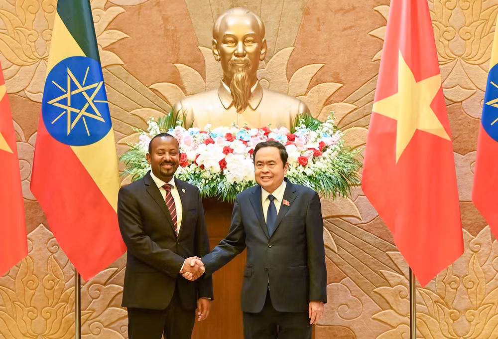 Chủ tịch Quốc hội Trần Thanh Mẫn và Thủ tướng Ethiopia Abiy Ahmed Ali tại hội kiến. (Ảnh: Duy Linh)