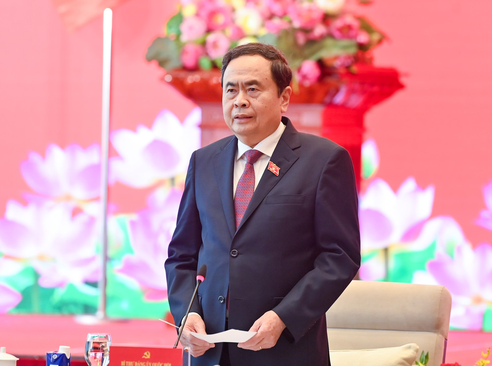 Bí thư Đảng ủy Quốc hội, Chủ tịch Quốc hội Trần Thanh Mẫn phát biểu khai mạc hội nghị. (Ảnh Duy Linh)