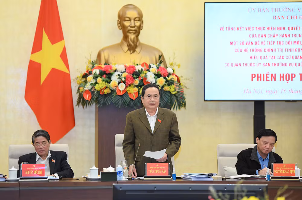 Chủ tịch Quốc hội Trần Thanh Mẫn phát biểu ý kiến tại phiên họp. (Ảnh: DUY LINH)