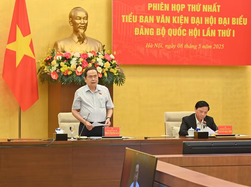 Bí thư Đảng ủy, Chủ tịch Quốc hội Trần Thanh Mẫn phát biểu khai mạc phiên họp. (Ảnh: DUY LINH)