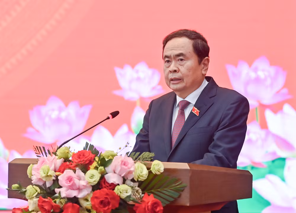 Bí thư Đảng ủy Quốc hội, Chủ tịch Quốc hội Trần Thanh Mẫn phát biểu tại hội nghị. (Ảnh: DUY LINH)