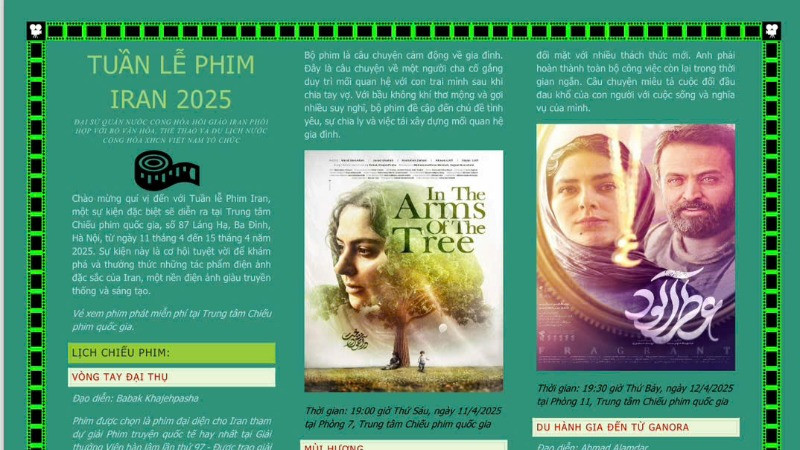 Giới thiệu về nội dung các bộ phim trình chiếu tại Tuần lễ phim Iran 2025. (Nguồn: Đại sứ quán Iran tại Việt Nam)