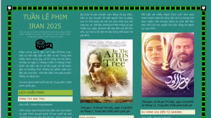 Giới thiệu về nội dung các bộ phim trình chiếu tại Tuần lễ phim Iran 2025. (Nguồn: Đại sứ quán Iran tại Việt Nam)