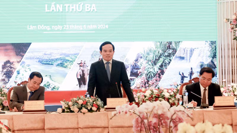 Phó Thủ tướng Trần Lưu Quang phát biểu ý kiến tại hội nghị.