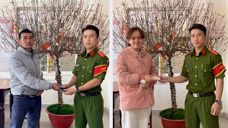 Công an phường 6 trả lại tài sản cho người đánh rơi trong dịp Tết Nguyên đán Giáp Thìn 2024.