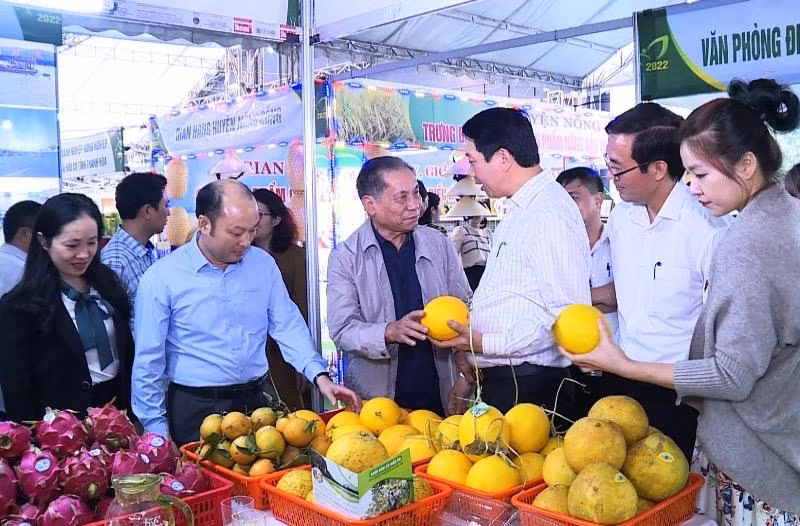 Nhiều sản phẩm trồng trọt được giới thiệu, bày bán ở các gian hàng.