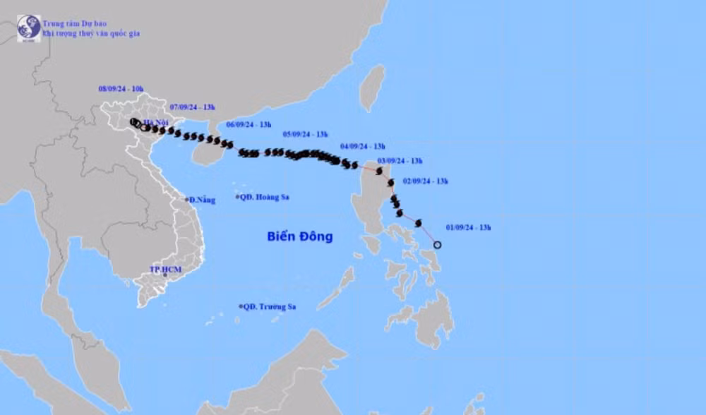 Bản đồ quỹ đạo cơn bão số 3.