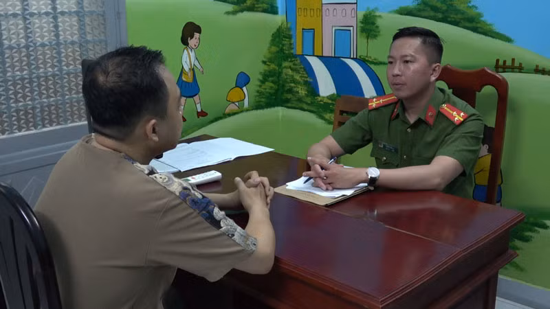 Đối tượng Nguyễn Thành Vạng tại cơ quan Công an.