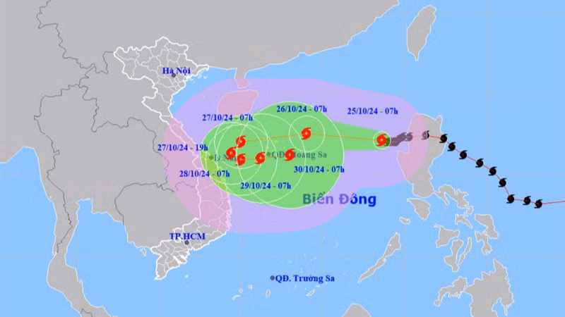 Vị trí và hướng di chuyển của bão số 6. (Nguồn: nchmf.gov.vn)