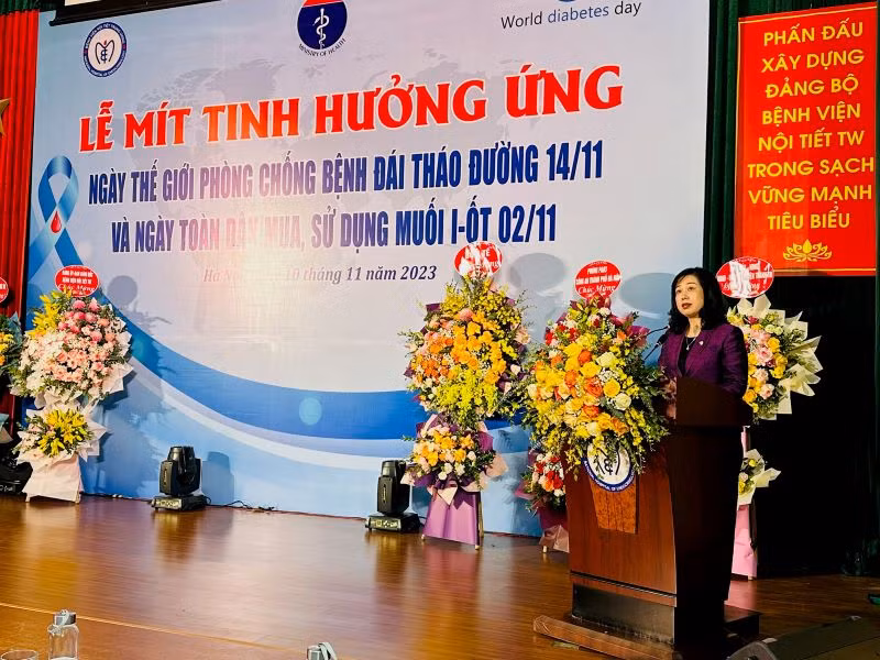 Bộ trưởng Y tế Đào Hồng Lan phát biểu tại lễ mít-tinh.