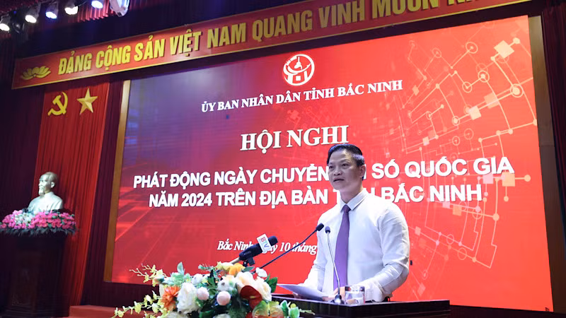 Chủ tịch Ủy ban nhân dân tỉnh Bắc Ninh Vương Quốc Tuấn phát biểu tại Lễ phát động.