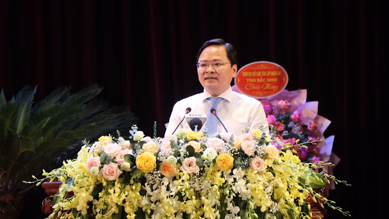 Đồng chí Nguyễn Anh Tuấn, Bí thư Tỉnh ủy Bắc Ninh phát biểu.