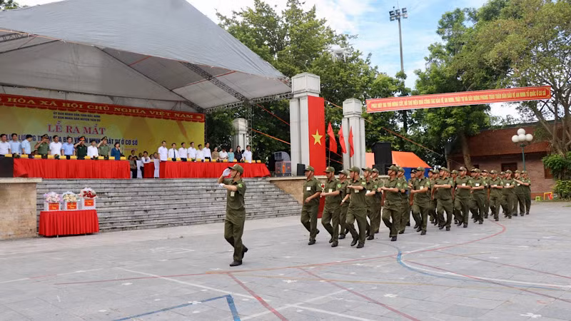 Lễ ra mắt Lực lượng tham gia bảo vệ an ninh trật tự ở cơ sở tại huyện Tiên Du, tỉnh Bắc Ninh.
