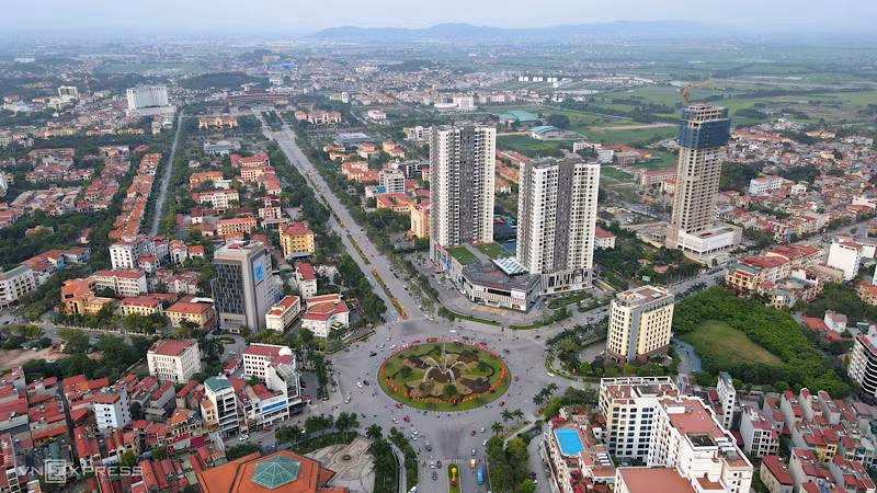 Một góc thành phố Bắc Ninh nhìn từ trên cao.