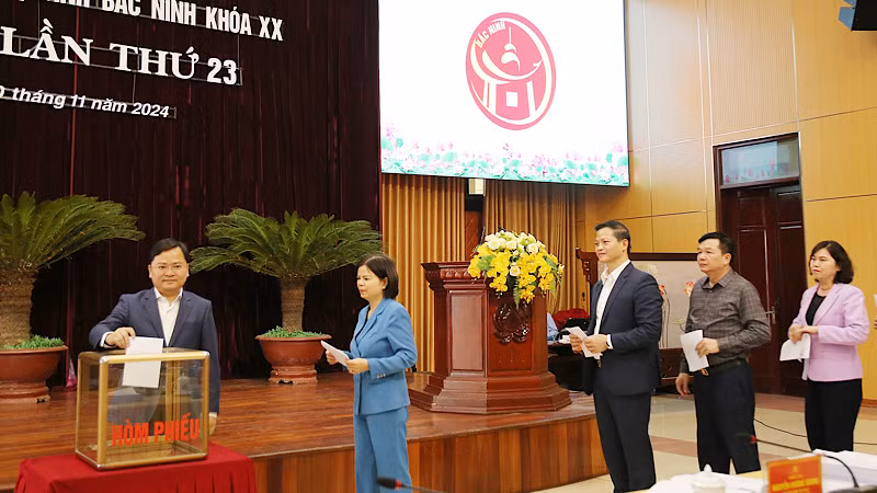 Các đại biểu bỏ phiếu bầu bổ sung Ủy viên Ban Thường vụ Tỉnh ủy.