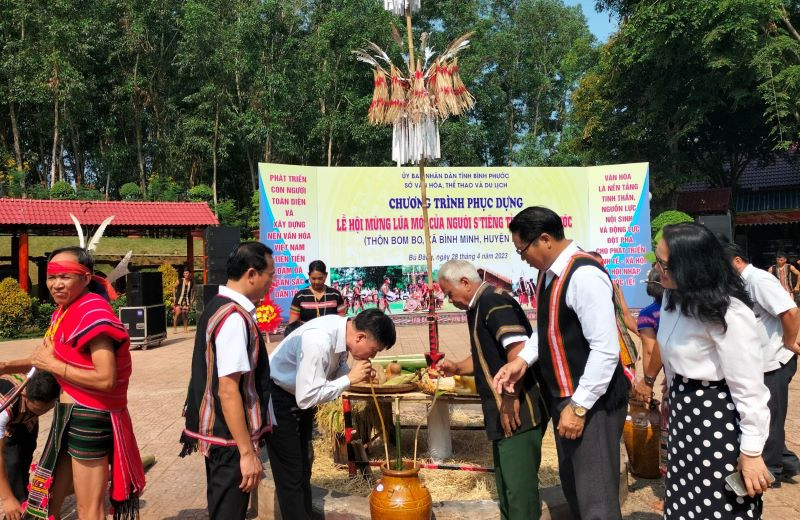 Không gian lễ Mừng lúa mới ở sóc Bom Bo.