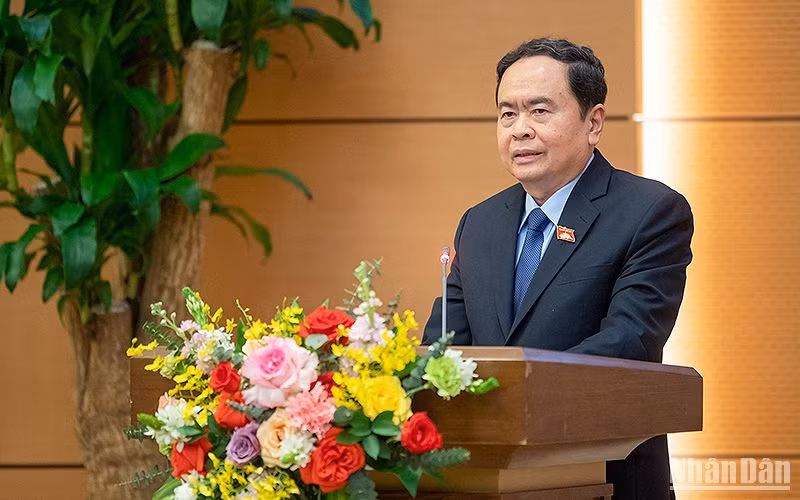 Phó Chủ tịch Thường trực Quốc hội Trần Thanh Mẫn phát biểu tại lễ công bố.