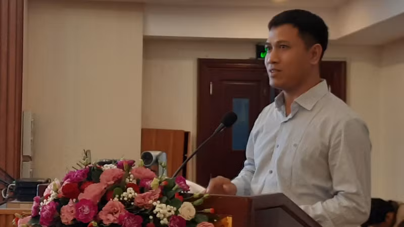 Đại biểu phát biểu tại hội nghị.