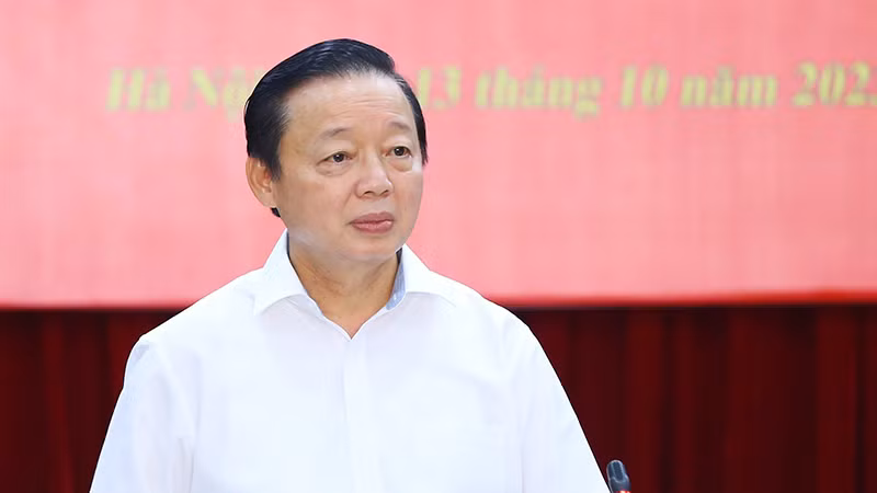 Phó Thủ tướng Trần Hồng Hà phát biểu tại buổi họp. (Ảnh: Giáp Tống)