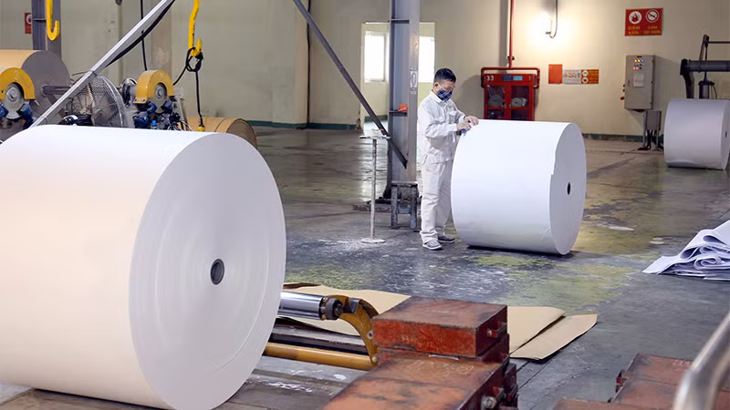 Công đoạn sản xuất giấy xuất khẩu tại Công ty cổ phần giấy An Hòa.