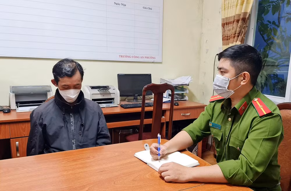 Đối tượng Thái Phi Hổ tại cơ quan công an.