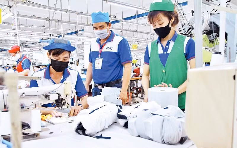 Người lao động tại Công ty May Nhà Bè, Thành phố Hồ Chí Minh. (Ảnh: nhandan.vn)