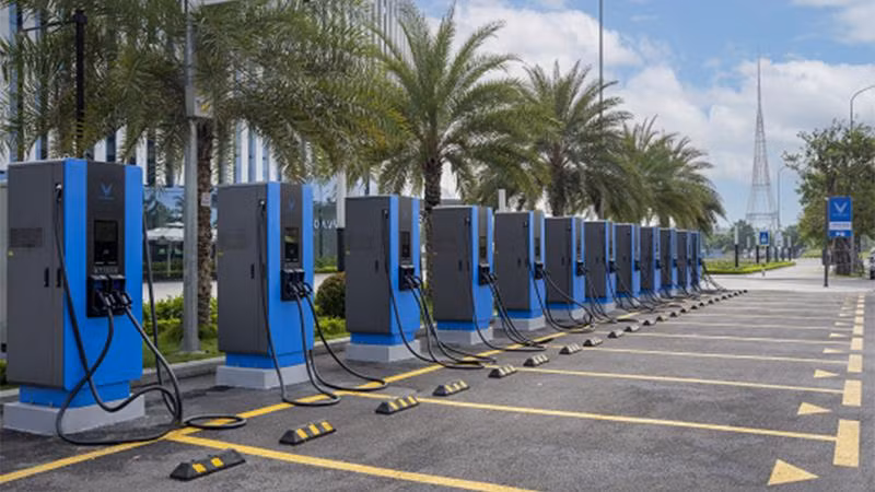 Một trạm sạc xe điện của VinFast.
