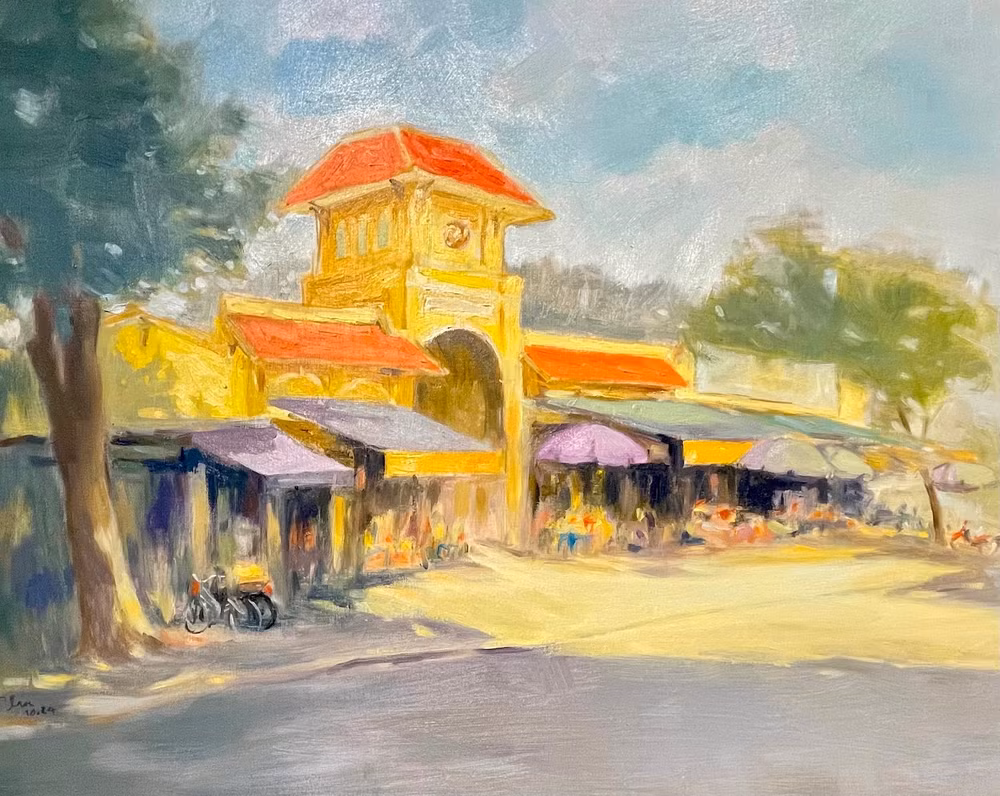Tác phẩm "Chợ Châu Long" của Phạm Thái.