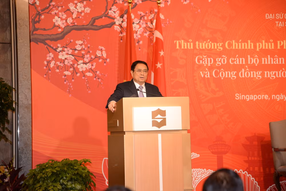 Thủ tướng Phạm Minh Chính phát biểu tại buổi gặp gỡ.