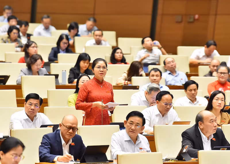 Đại biểu Leo Thị Lịch (đoàn Bắc Giang). (Ảnh: Thủy Nguyên)