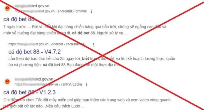 Hàng loạt website của cơ quan nhà nước có tên miền gov.vn bị bị chèn link quảng cáo cờ bạc.