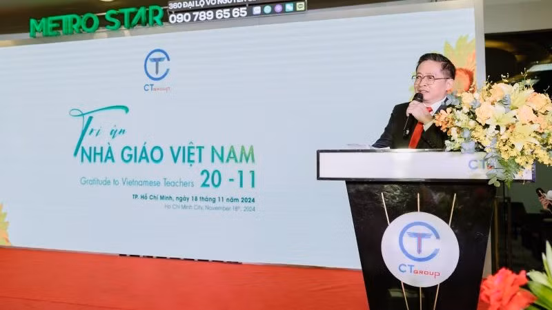 Chủ tịch Tập đoàn CT Group Trần Kim Chung chia sẻ tại sự kiện.