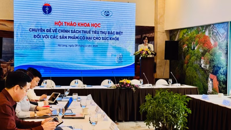 Tiến sĩ Nguyễn Khánh Phương, Viện trưởng Viện Chiến lược và Chính sách y tế trao đổi tại hội thảo.