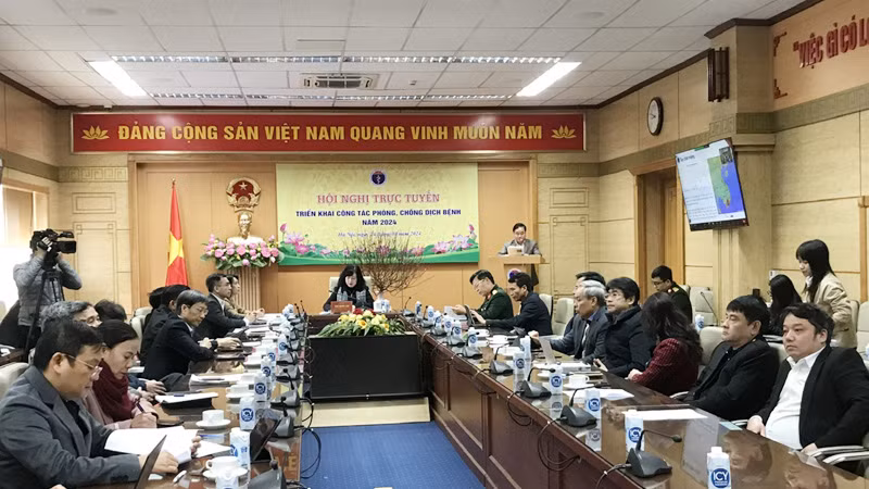 Toàn cảnh Hội nghị trực tuyến Triển khai công tác phòng chống dịch bệnh năm 2024.