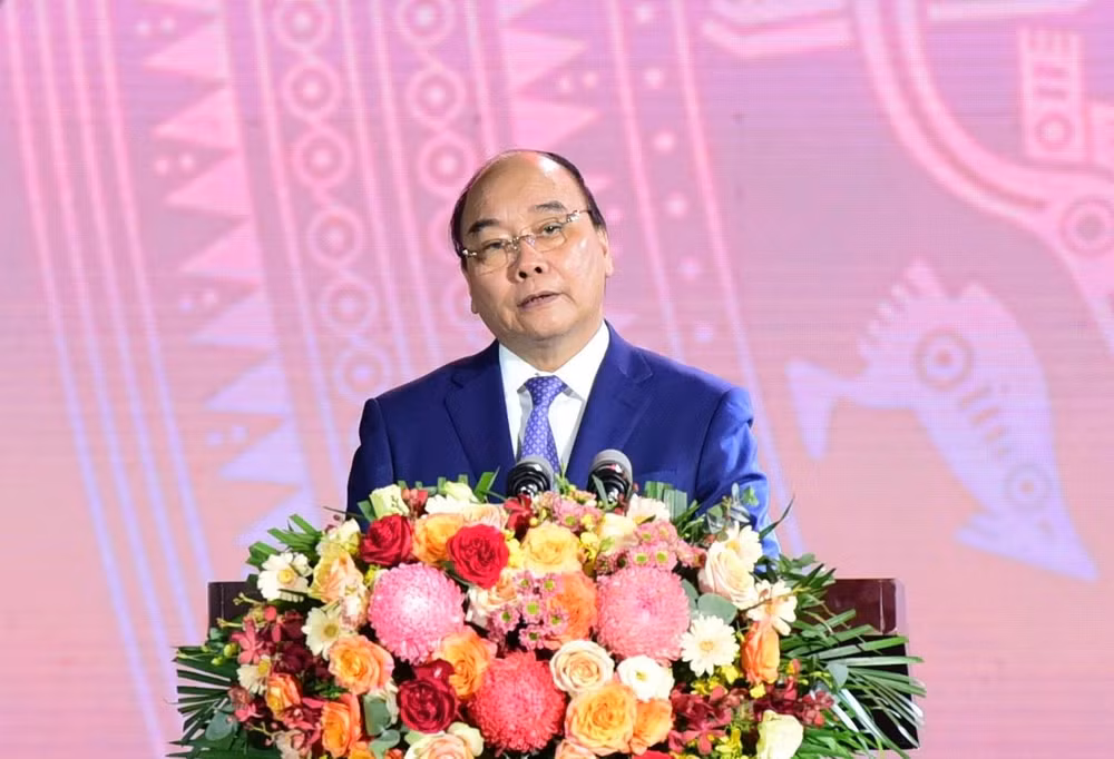 Chủ tịch nước Nguyễn Xuân Phúc phát biểu tại buổi lễ. (Ảnh: THÀNH ĐẠT)