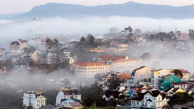 Phố núi Đà Lạt trong sương.