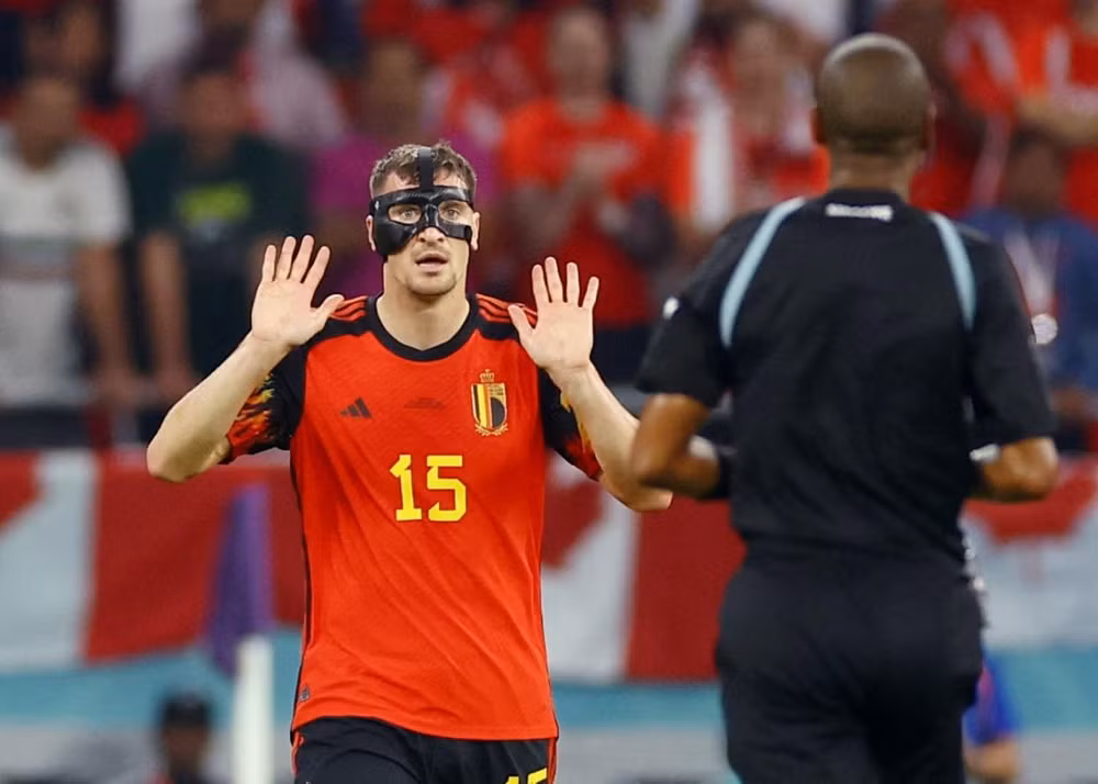 Thomas Meunier trong trận đấu giữa Bỉ với Canada, ngày 24/11/2022, tại World Cup 2022. (Ảnh: Reuters)