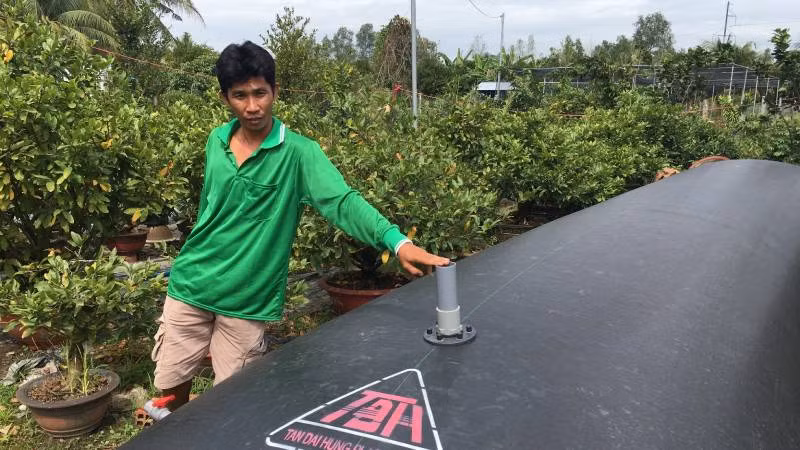 Người dân huyện Chợ Lách tích trữ nước ngọt trong mùa hạn mặn