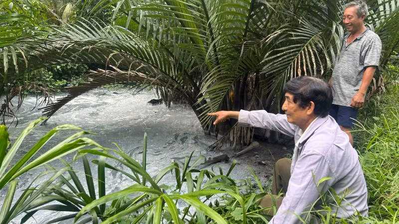 Người dân bức xúc môi trường bị ô nhiễm do hộ sản xuất thạch dừa gây ra.