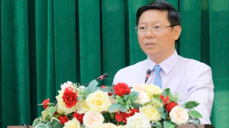 Phó Bí thư Thường trực Tỉnh ủy Trần Thanh Lâm phát biểu tại Hội nghị. (Ảnh: HOÀNG TRUNG)