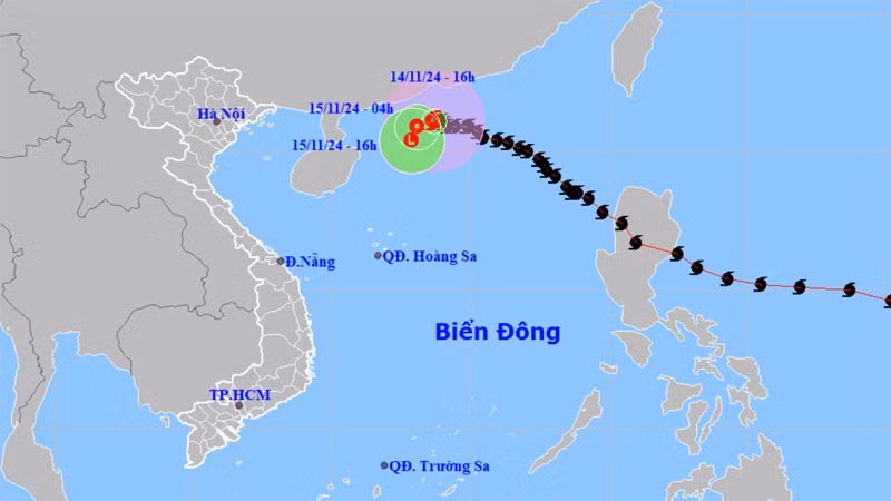 Vị trí và hướng di chuyển của bão số 8. (Nguồn: nchmf.gov.vn)
