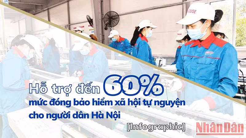 [Infographic] Hỗ trợ đến 60% mức đóng bảo hiểm xã hội tự nguyện cho người dân Hà Nội