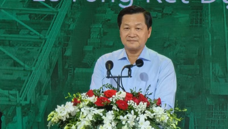 Phó Thủ tướng Lê Minh Khái phát biểu ý kiến tại buổi lễ.