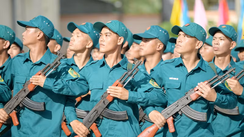 Bộ Chỉ huy Quân sự tỉnh Kiên Giang ra quân huấn luyện năm 2025. (Ảnh: PHƯƠNG VŨ)